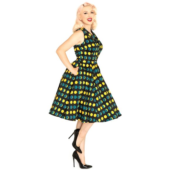 Miss Lulo Juni Golden Moon Phase Swing Dress - Picture 2 of 4